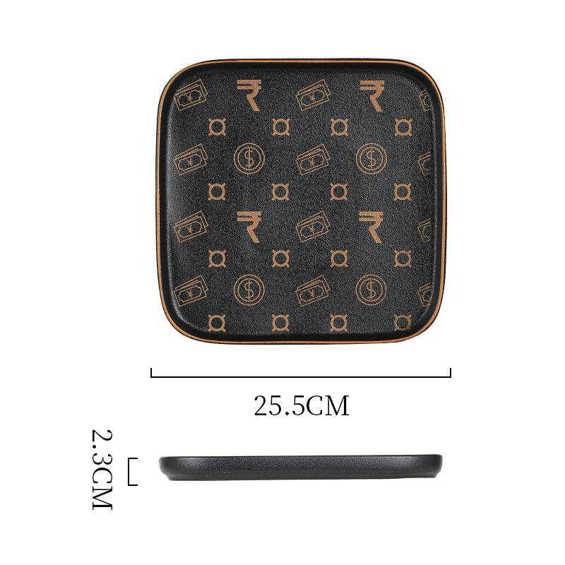 Creative black matte steak plate western dinner plate home nordic high-end dinner plate flat plate with rim restaurant hotel
