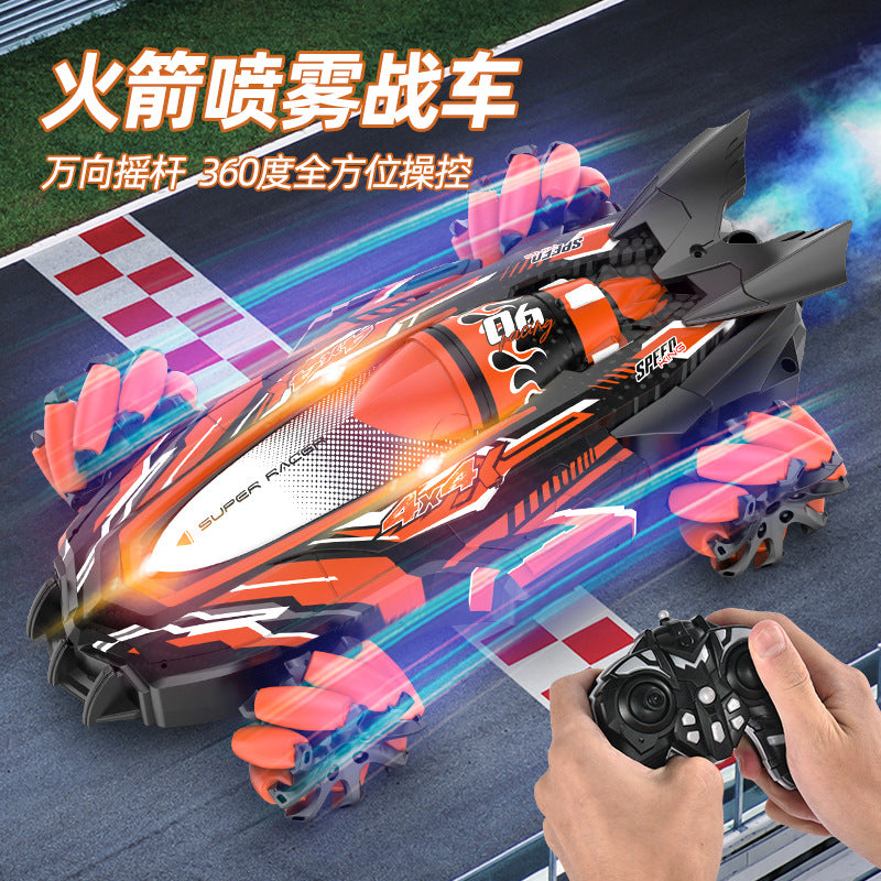 F1 remote control toy car - 360° universal joystick, all-around variable speed, rocket spray stunt racing f1 car