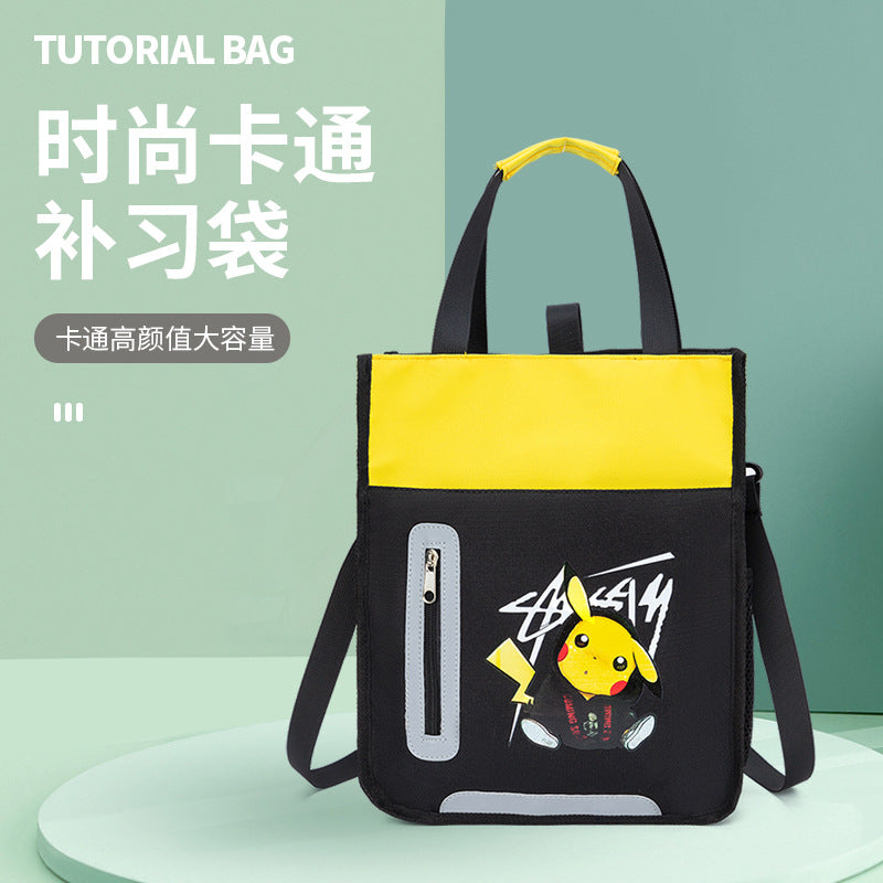 New children's extracurricular tutoring bag, primary and secondary school students messenger bag, men's and women's art bag, extracurricular bag, tote bag, carrying book bag