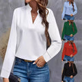 2024 independent station wish amazon hot style autumn casualpure color v neck loose shirt tops women