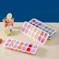 14-cavity square ice cube tray with lid - silicone soft base, easy release, diy ice mold kit
