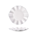 Minimalist & high-end ceramic irregular dessert & pastry plate - unique ruffled edge ceramic steak plate - shallow dinnerware