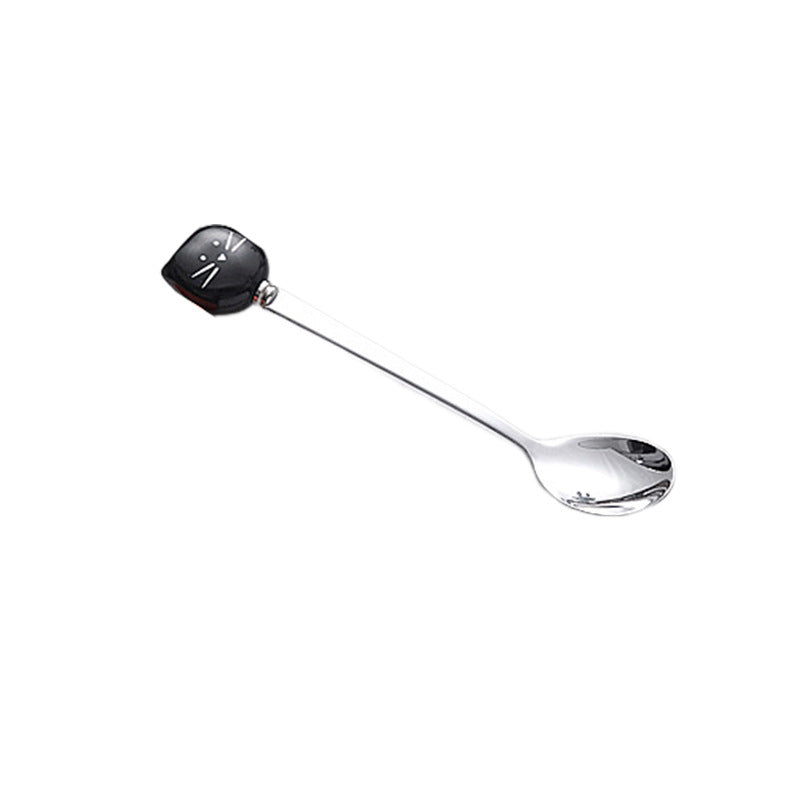 Cute cartoon stainless steel ceramic spoon ice cream scoop soup spoon wholesale fruit fork spoon high-value mixing spoon