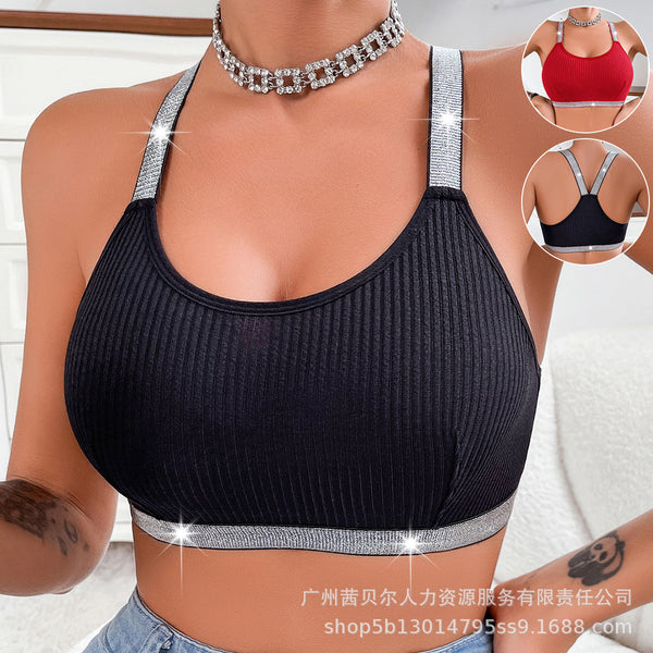 LSEA0242 Women's gathered side-closed Y-shaped silver ribbon underwear