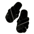 Plus sizenew arrival cross-top fur slippers for women home indoor and outdoor flats rhinestone flip-flops wooden floor cotton slippers