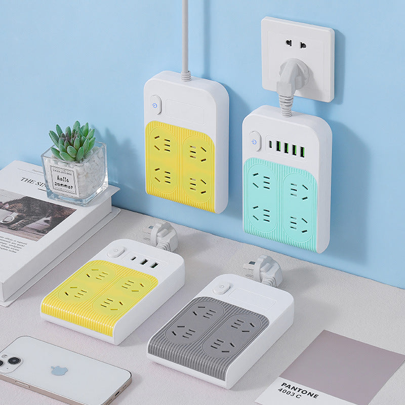 Multi-functional creative power strip with usb ports - dorm room student power strip with multiple outlets and cord