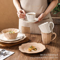 Creative retro western tableware suit restaurant for home italian stylish style grids kiln bowl plates ceramic wholesale