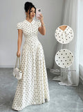 Polka dot short-sleeve dress - women's new summer collection: french retro, age-defying, slimming, and elegant maxi dress