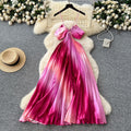 Vacation-style dress for women,  summer collection: designer cutout, cropped cami, high-waisted, slimming, ombre maxi dress