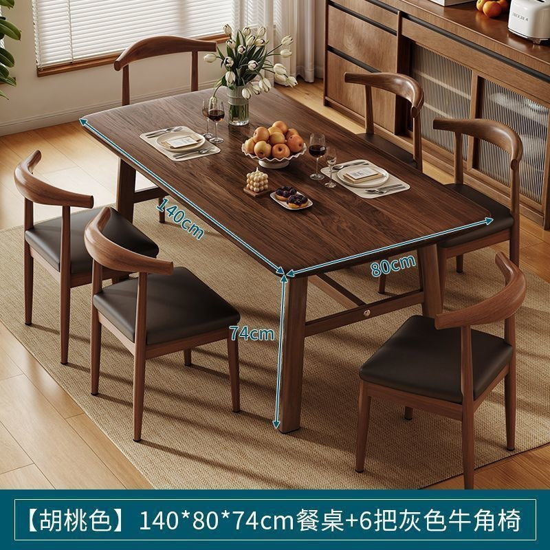 Dining table and chair combination small apartment for home rectangular table and chair commercial breakfast shop dining table and chair fast food restaurant iron horn chair