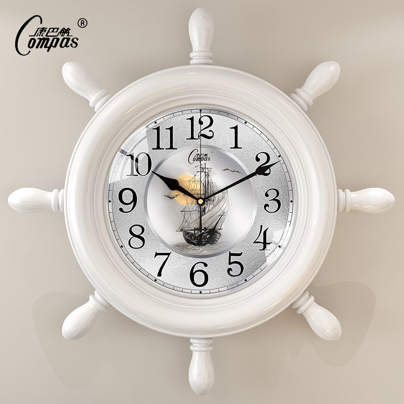 Rudder new chinoiserie wall clock living room mediterranean wall clock fashion clock silent quartz clock creative clock