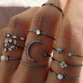 Wholesale full diamond rings: european and american cross-border jewelry, trendy ins style star rings, women's niche light luxury ring sets and accessories
