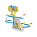 children's toy gift set featuring a large duck climbing stairs, an electric slide, a track car, and educational toys for babies. dropshipping available