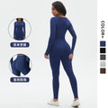 fashion seamless knittingpure color tight high elastic yoga suit sports running fitness suit two-piece set for women