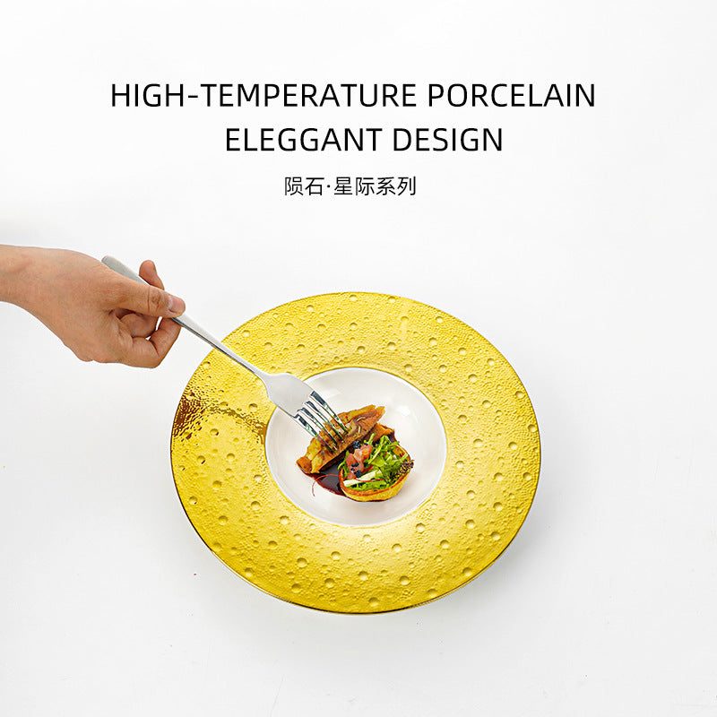 European-style creative mars crater straw hat plate - premium hotel tableware, western dinner plate, restaurant-specific dessert/sauce/southern italian pasta plate
