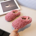 Vancahao girls' winter fleece-lined lambswool outdoor cotton shoes  korean style children's warm half-slipper fuzzy shoes