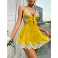 foreign trade sexy lingerie sexy women's suspender mesh see-through bow nightgown lace backless flirting suit