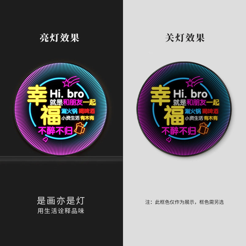 Luminous neon light text bar wall decoration painting KTV box led hanging painting singing and dancing restaurant clear bar nightclub painting