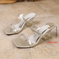 Export square toe transparent strap fashion high heels 2026 summer new arrivalplus size special-shaped heel elegant sandals and slippers for women 43
