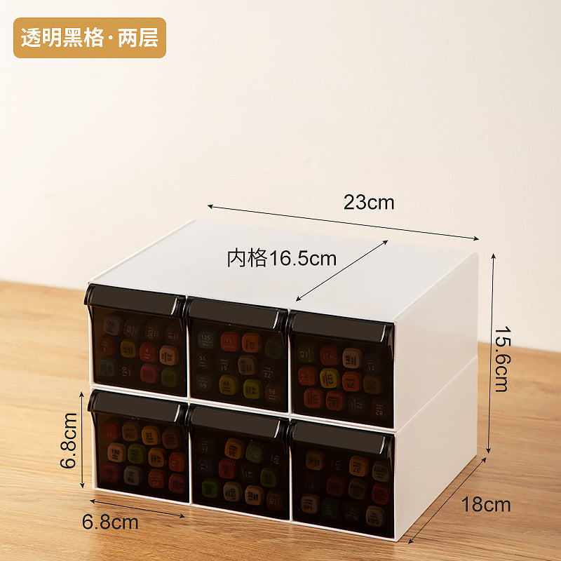 Japanese style INS desktop Jiugong grid storage box sticker marker stationery storage box drawer type multi-layer compartment