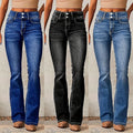 Amazon fashion cross-border retro stretch jeans women's  spring new style washed streetwear slightly flared pants
