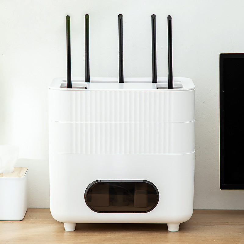 Plastic multi-layer storage box Home storage router storage box Desktop multi-layer grid router placement rack