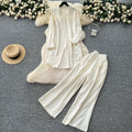 Lazy style casualsuit female k-stylefashionloose medium longlong sleevesshirtdresshigh waistloose pants
