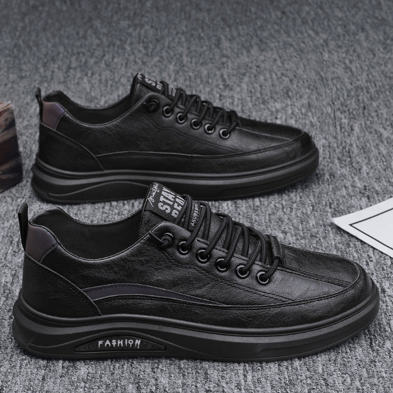 Spring men's shoes 2025 new spring and autumn sports casual leather shoes men's board shoes black non-slip waterproof chef labor protection