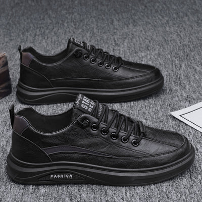 Spring men's shoes 2025 new spring and autumn sports casual leather shoes men's board shoes black non-slip waterproof chef labor protection