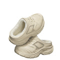 2025 new women's fleece-lined chunky sneakers: non-slip, waterproof, outdoor & indoor casual, versatile thick-soled cotton slippers