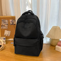 New schoolbag large capacity water-resistant embroidered backpack for junior and senior high school students - solid color, simple, and cute design