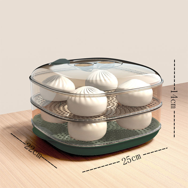Microwave-safe steaming container - food-grade transparent steamer for hot steamed buns, multi-purpose hot dish keeper with lid for home use