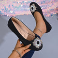 Classyflats french rhinestone flats spring & fall new arrivaleasiest for match black square toe flats bean work clothing shoes