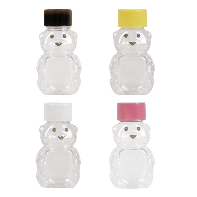 hot seller: bear-shaped clear pp plastic bottles with lids - perfect for juice, drinks, sauces, and honey. airtight sealing