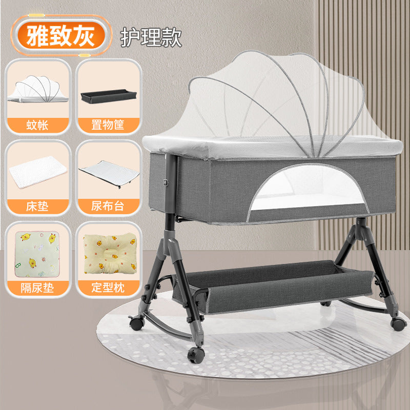 Baby crib convertible bed mobile foldable multifunctional cradle newborn bedside bed cross-border hot-selling baby bed