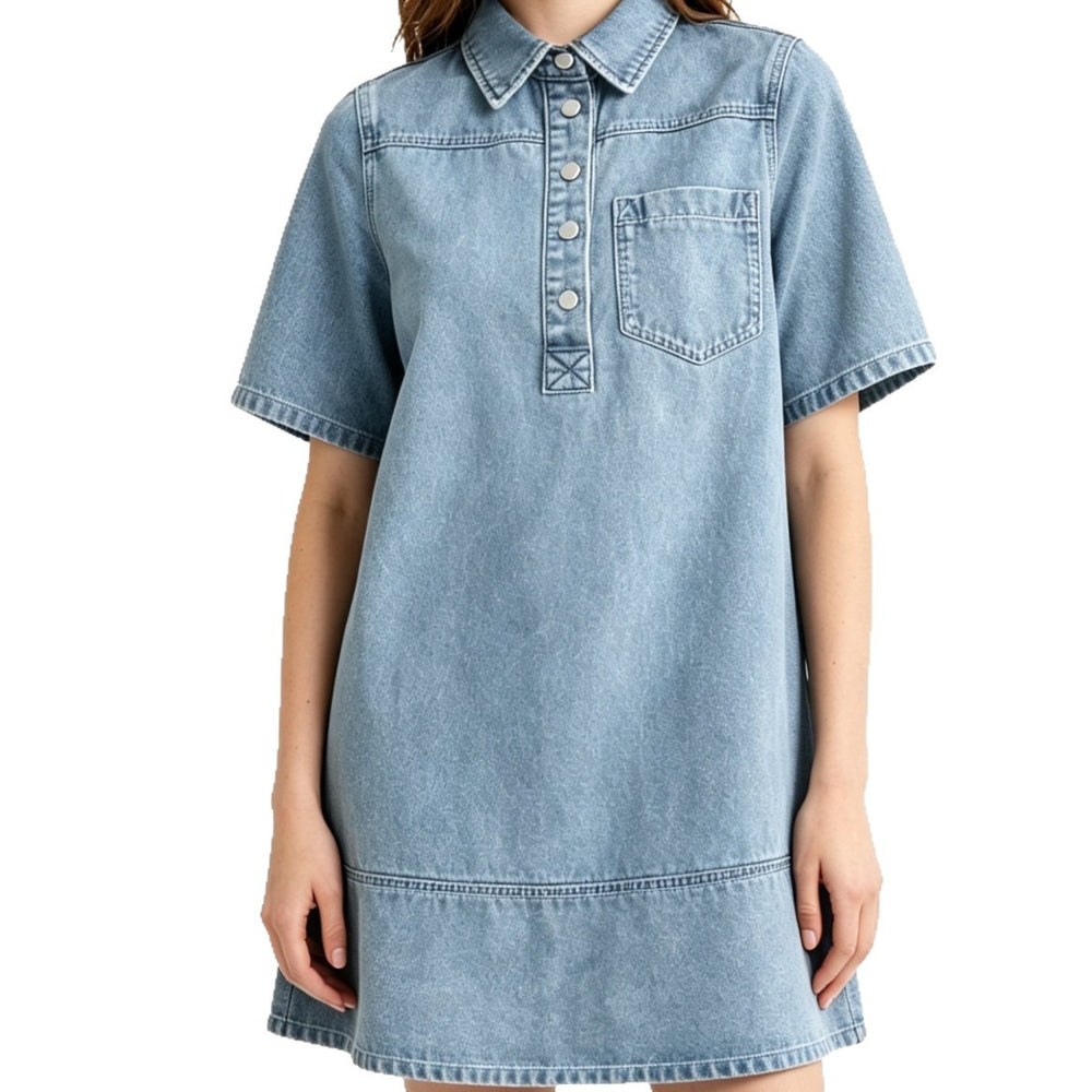 foreign trade new arrivalsummernew arrival denim dress lapel thin short-sleeved loose shirt casual style