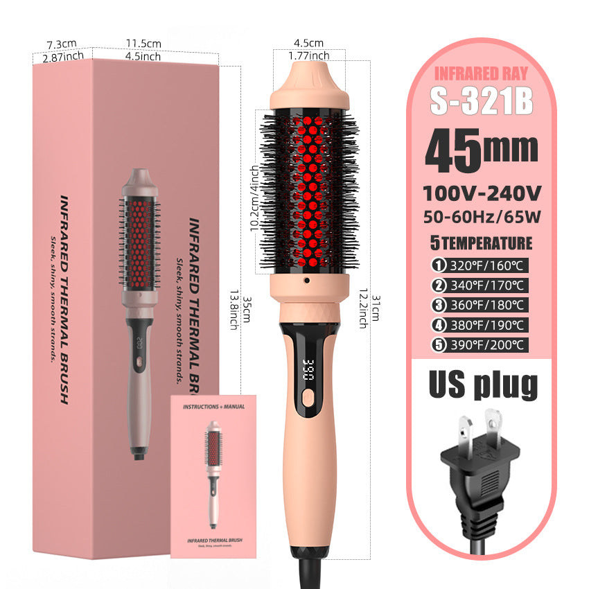 Cross-border curling iron 45mm multi-functional straight hair comb curling iron 2-in-1 straight roll dual-purpose infrared electric comb