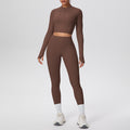 Cropped zip-up yoga set: high-waisted, butt-lifting leggings with pockets - perfect for running, fitness, and casual wear