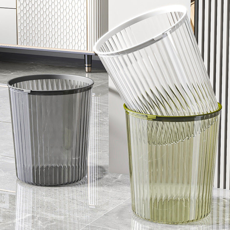 Transparent trash can - large capacity, with pressure ring, for home, living room, modern kitchen, bathroom, bedroom, and office