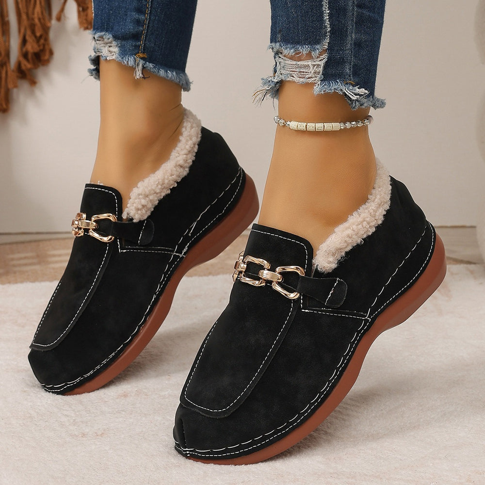 Export woolen shoes for women fall and winternew arrivalfleece-linedthickenedeasiest for match soft bottom casual slip-on small fragrant bean cotton shoes