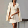 european and american  cross-border autumn commute double-breasted shawl cape solid color suit dress women's clothing