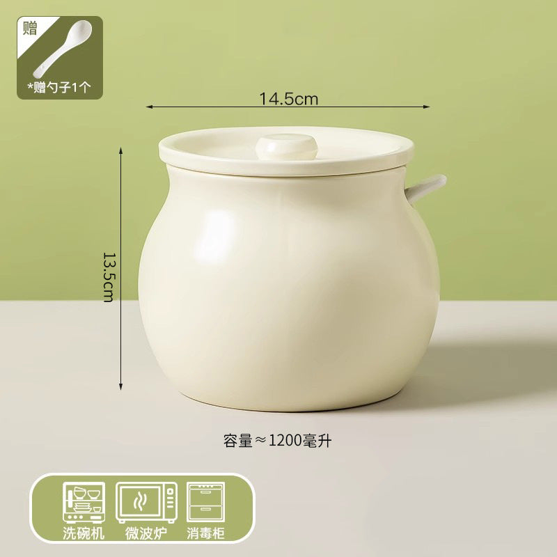 Accessible luxury lard filled ceramic kitchen seasoning storage jar multi-purpose seasoning jar with spoon for home chili jar wholesale