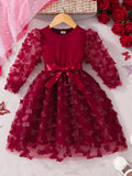 Girls' dress for toddlers and young children, 3d butterfly mesh dress