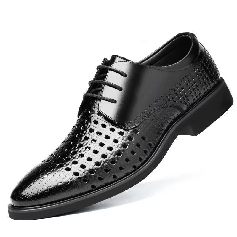 New arrival business hole cool leather shoes men's casual wedding groom british sandals summer breathable youth pointed toe men's shoes
