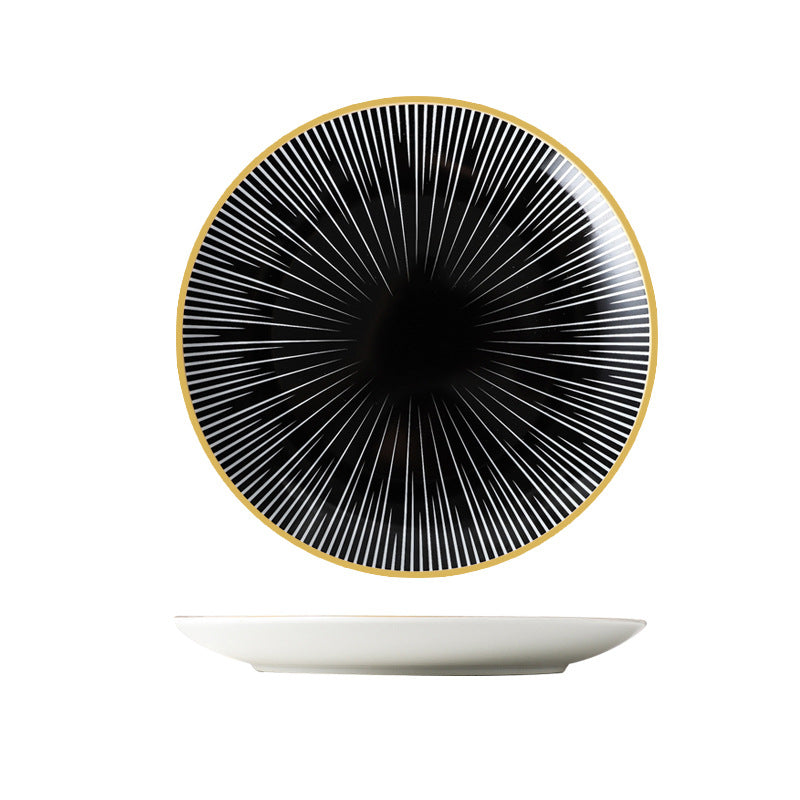 Nordic ceramic dinnerware - minimalist creative western dinner plate, pasta plate, striped western dessert plate, personalized dinner plate - wholesale