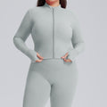 European and american style women's long-sleeved zip-up slim-fit quick-dry activewear jacket - autumn/winter plus size yoga outerwear