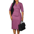 D616 cross-border women's fashion new european and american slim-fit bodycon pencil skirt with half-sleeves, suit collar, plus size african dress