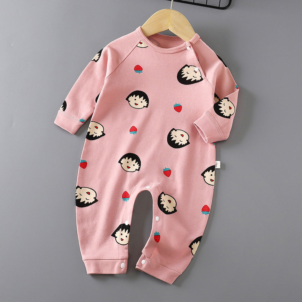 Baby long sleeves bag butt pure cotton breathable male and female baby spring & fall summer jumpsuit small monthly long climbing hoodie