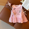 Girls' round neck sleeveless dress - summer  new arrival - kids' cartoon korean style t-shirt dress - cute casual skirt