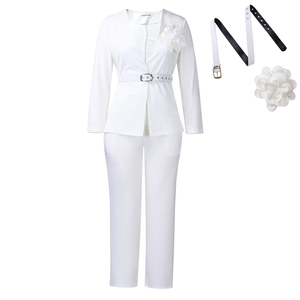 D3343 european and american cross-border women's fashion  autumn/winter new solid color stylish suit pants two-piece set african outfit